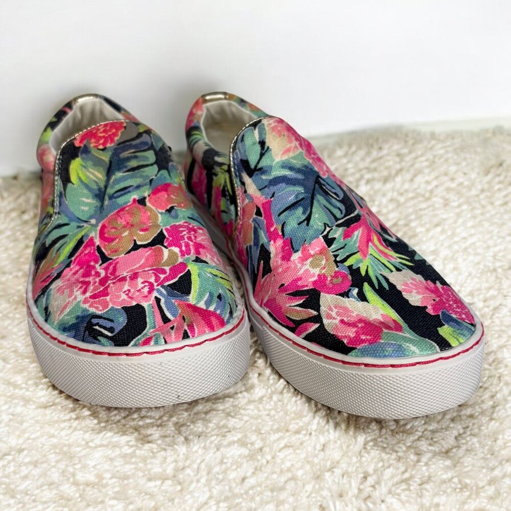 Lilly Pulitzer's Julie Tropical Canvas Slip On Sneakers Style 28545 Women's 8
